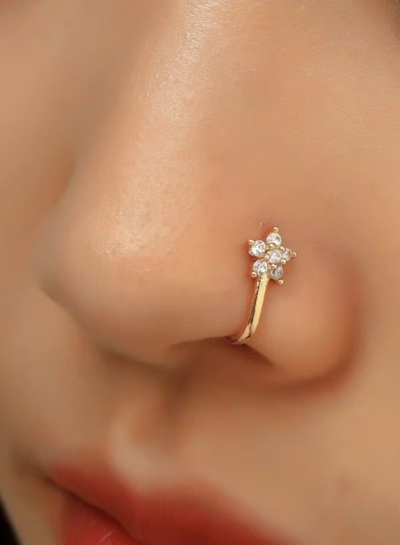 Copper Nose Ring Cubic Zirconia Decoration, Non Pierced, Fashion Nose - Image 1